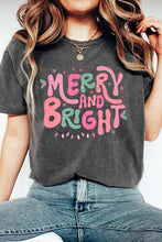 Merry and Bright Graphic Garment Dyed Tee: BERRY / XL