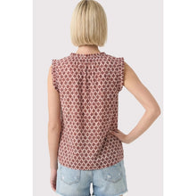 Burgundy & Navy Geo Print Top