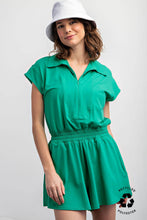 BUTTER SHORT SLEEVE QUARTER ZIP ROMPER: Black / S-M-L(2-2-2)