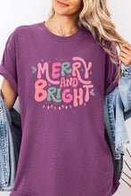 Merry and Bright Graphic Garment Dyed Tee: BERRY / L