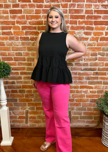 Black Tiered Ruffle Top