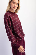 Dark Cherry & Cream Stripe Long Sleeve Top