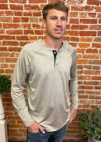 Oatmeal Heather Long Sleeve Henley