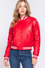 Quilted Faux Leather Bomber Jacket (Multiple Colors)