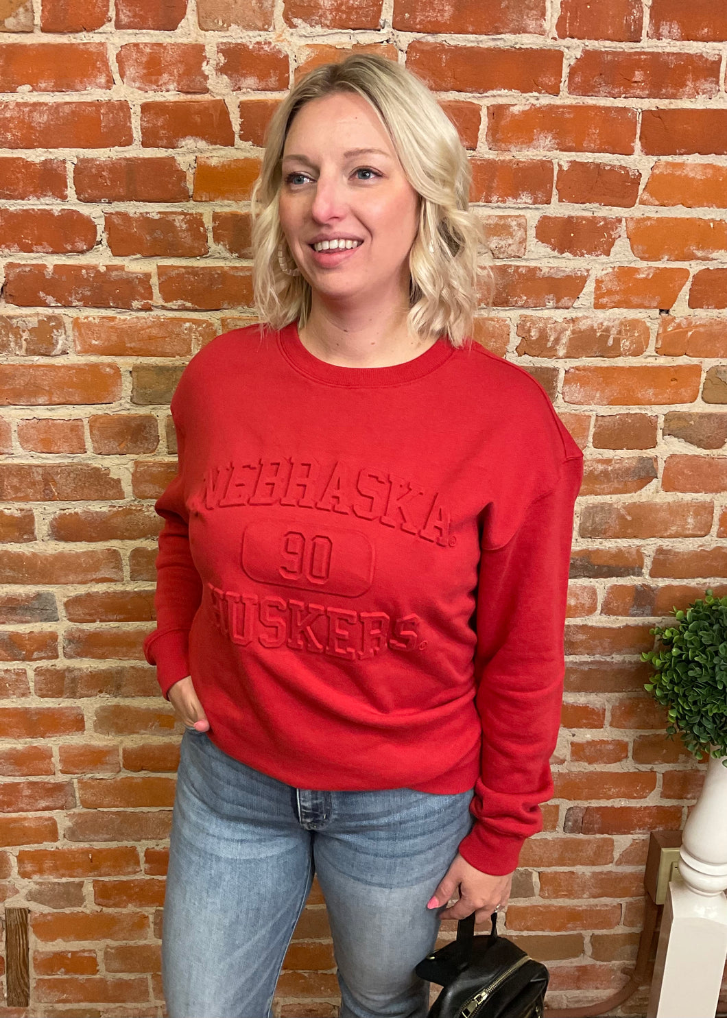 Nebraska Embossed Crewneck