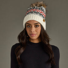 Ivory, Red & Gray Winter Pattern Pom Hat