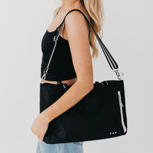 Nina Nylon Organizer Tote Bag: Black
