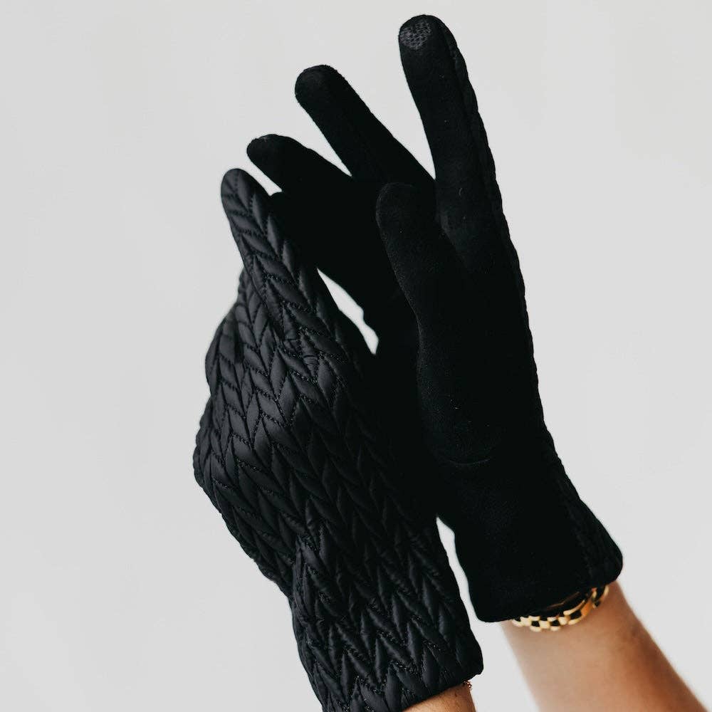 Quilted Smart Touch Gloves: Black