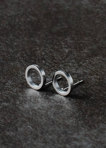 Silver Open Circle Stud Earrings