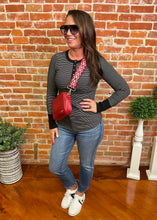 Long Sleeve Striped Henley Top