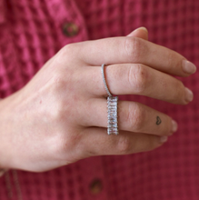 Waterproof Silver Crystal Ring: 7
