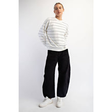 Cream & Black Stripe Long Sleeve Top