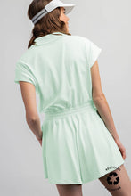 BUTTER SHORT SLEEVE QUARTER ZIP ROMPER: Black / S-M-L(2-2-2)