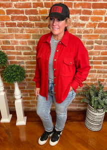 Strawberry Red Fleece Shacket