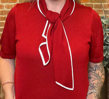 Red Tie Neck Sweater