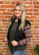 Charcoal & Multi Color Stripe Long Sleeve Top