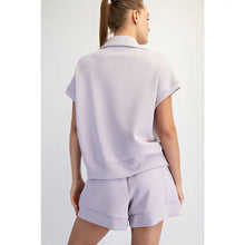 Lavender Quarter Zip Short Sleeve Pullover