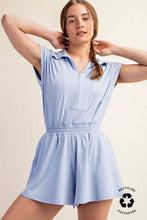 BUTTER SHORT SLEEVE QUARTER ZIP ROMPER: Black / S-M-L(2-2-2)