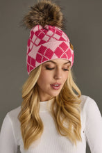 Pink & Blush Argyle Pattern Pom Hat