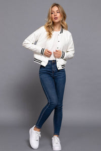 Quilted Faux Leather Bomber Jacket (Multiple Colors)