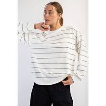 Cream & Black Stripe Long Sleeve Top
