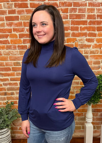 Smocked Turtle Neck Long Sleeve Top (Multiple Colors)