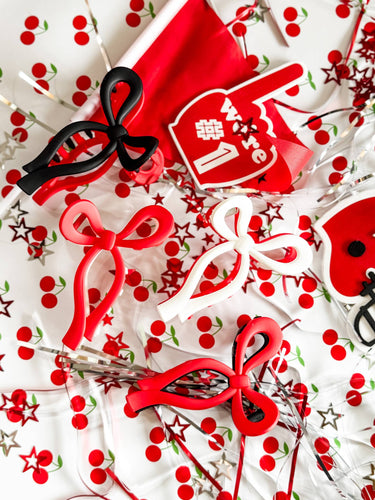 Red & White Bow Claw Clip