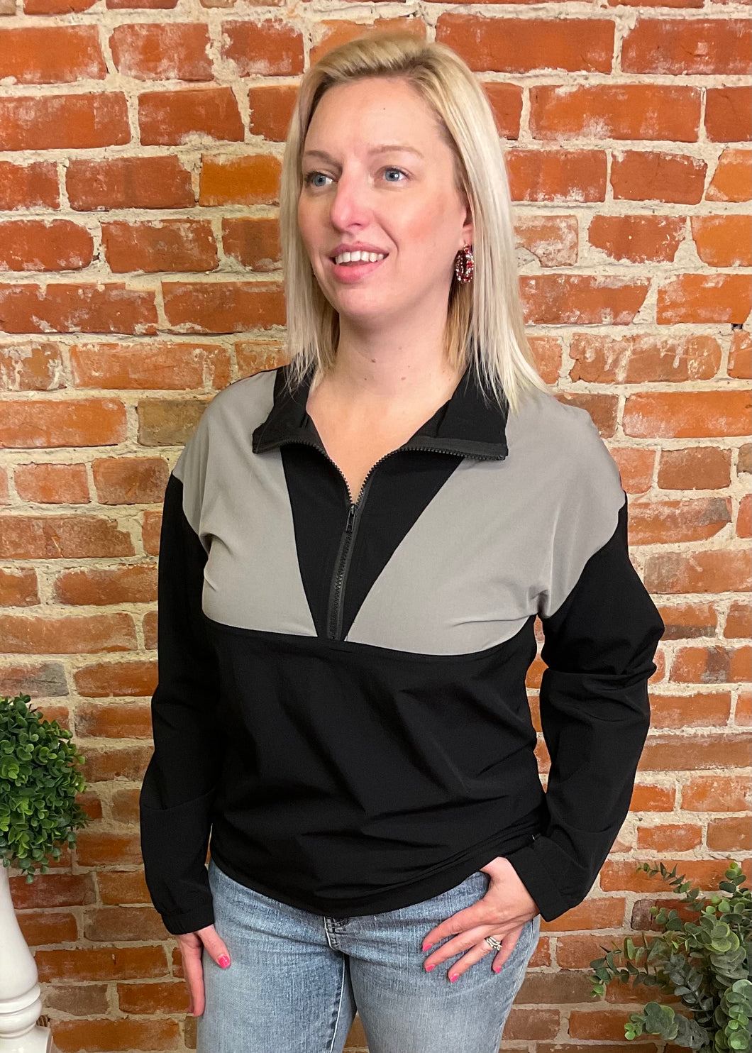 Black & Grey Color Block Windbreaker
