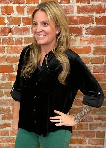 Velvet Button Down Top (Multiple Colors)