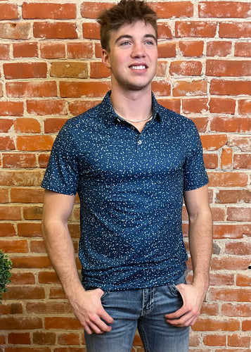 Navy Speckled Performance Polo