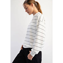 Cream & Black Stripe Long Sleeve Top
