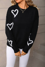 Black Fuzzy Heart Sweater