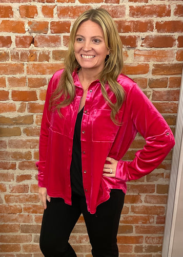 Velvet Button Down Top (Multiple Colors)
