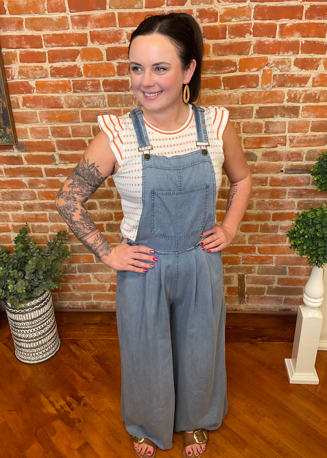 Denim Wide Leg Overall