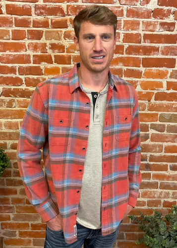 Red, Blue, & Charcoal Flannel Shirt