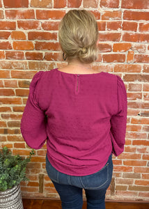 Magenta Swiss Dot Top