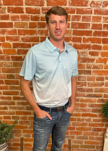 Blue Ombre Stripe Polo