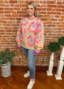Taupe & Neon Sweater