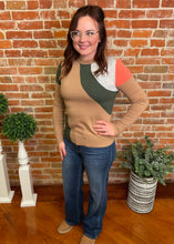 Camel & Olive Color Block Sweater