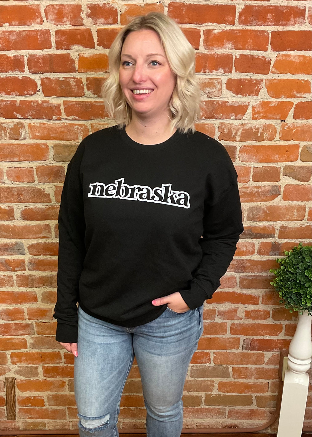 Black Nebraska Crewneck Sweatshirt