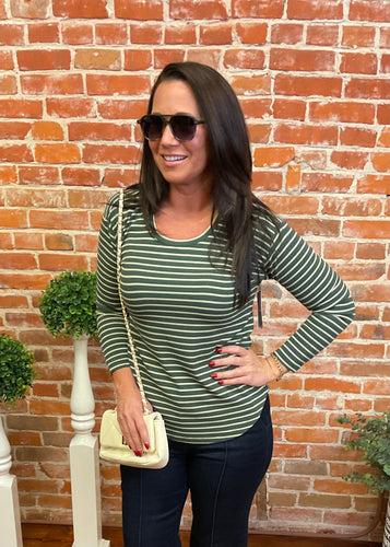 Liverpool Green Stripe Long Sleeve Top