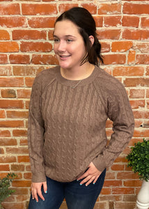 Raglan Sleeve Cable Knit Sweater (Multiple Colors)