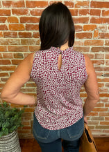 Floral Print Ruffle Mock Neck Top