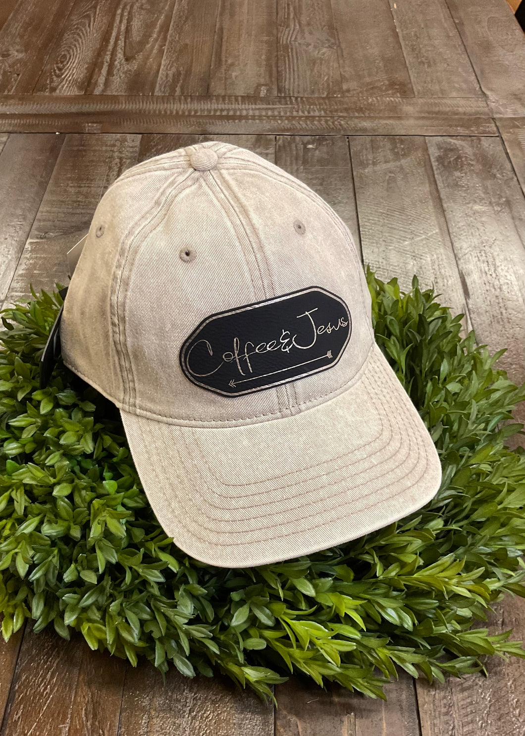 Beige Coffee & Jesus Ball Cap