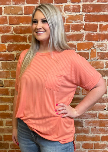 Burnt Coral Short Sleeve Top