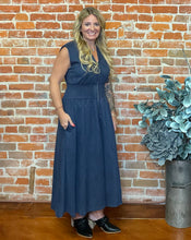 Denim Blue Suede Midi Dress