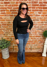 Black Long Sleeve Top with Cut Out Detail