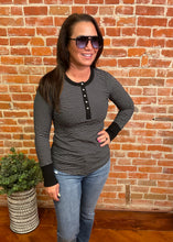 Long Sleeve Striped Henley Top