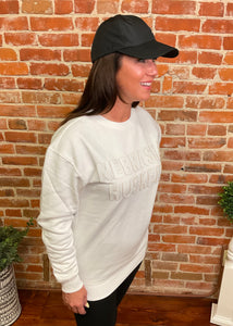 Husker Crewneck with Leather Lettering