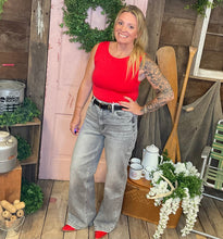 High Rise Grey Wide Leg Jeans
